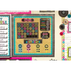 Chalkboard Brights Calendar Bulletin Board Display - 84-piece set