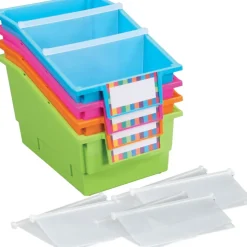 Chapter Book Library Bins™ With Dividers - Neon - 4 bins with dividers