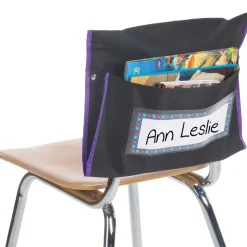 Classic Student Book Collection Chair Pockets - 36 Pack - Black/ Purple