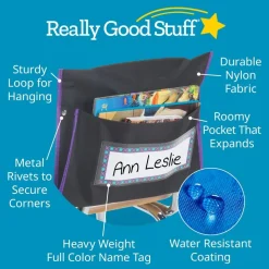 Classic Student Book Collection Chair Pockets - 6 Pack - Black/ Purple