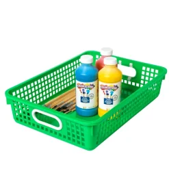 Classroom Paper Baskets with White Handles, Set of 4 - Neon