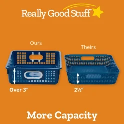 Classroom Paper Baskets with White Handles, Set of 4 - Neutral