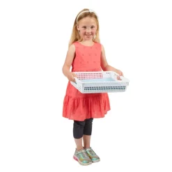 Classroom Paper Baskets with White Handles, Set of 6 - Neon Pop