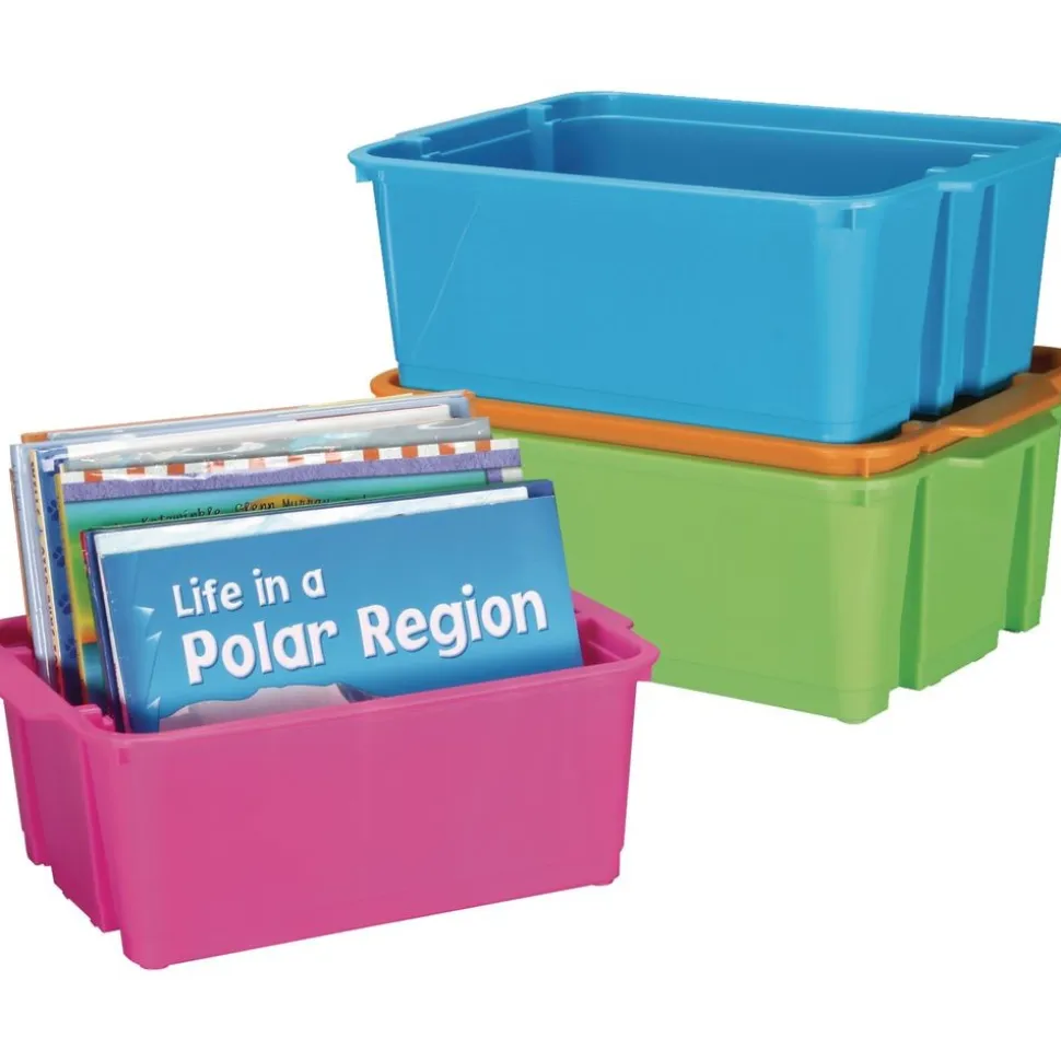 Classroom Stacking Bins, Set of 4 - Neon