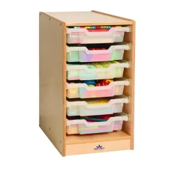Clear Tray Rolling Single Column Storage Cabinet