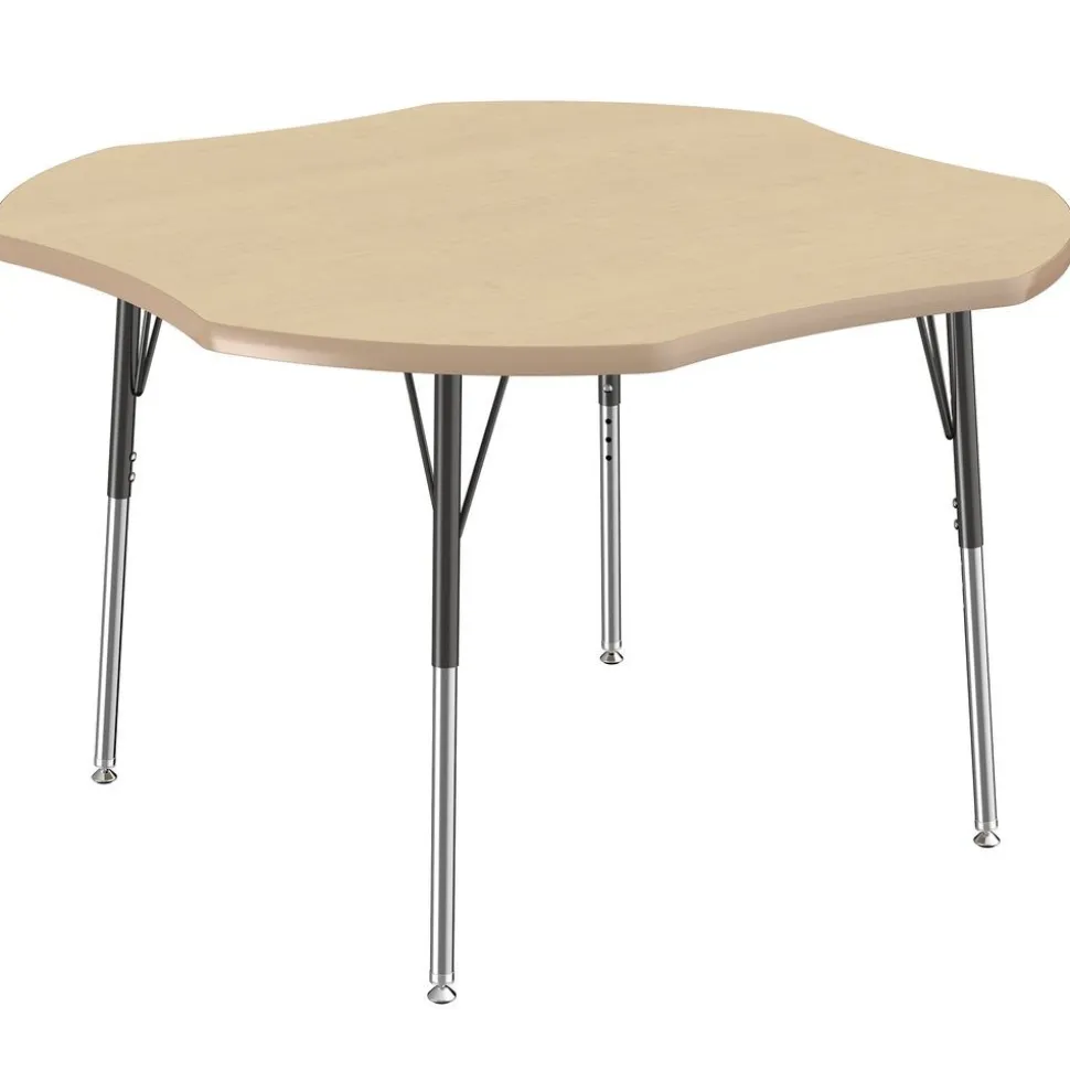 48" Clover Activity Table with Adjustable Swivel Glide Legs - Maple/Maple