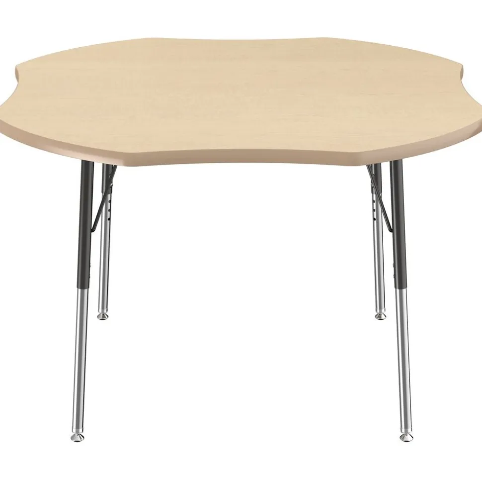 48" Clover Activity Table with Adjustable Swivel Glide Legs - Maple/Maple