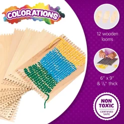 Colorations® Beginner's Wooden Loom- Set of 12