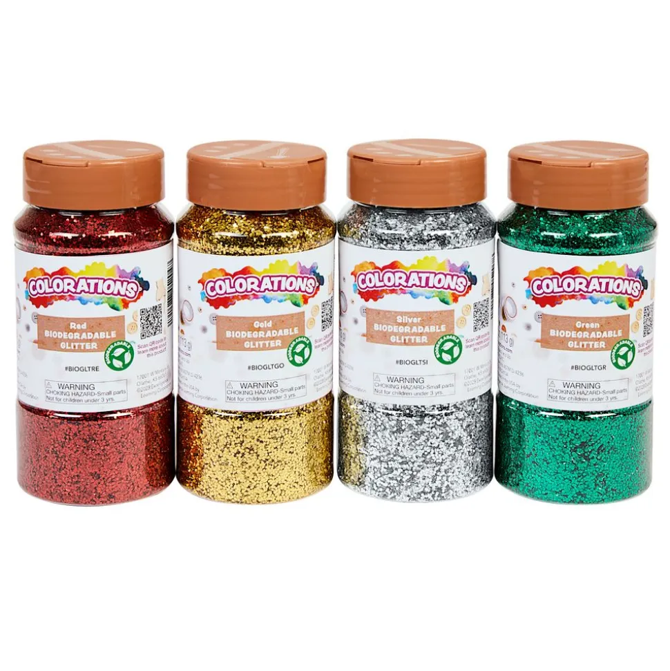 Colorations® Biodegradable Glitter - 4 holiday colors each 4 oz