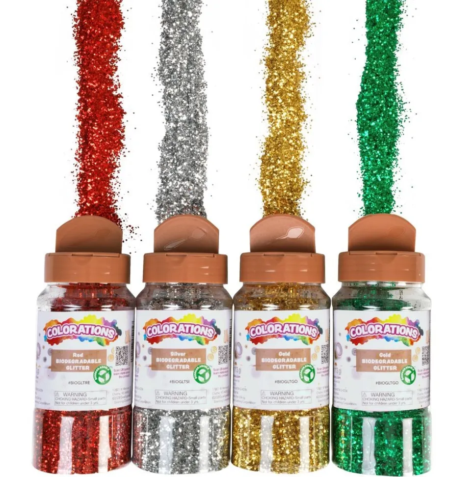 Colorations® Biodegradable Glitter - 4 holiday colors each 4 oz