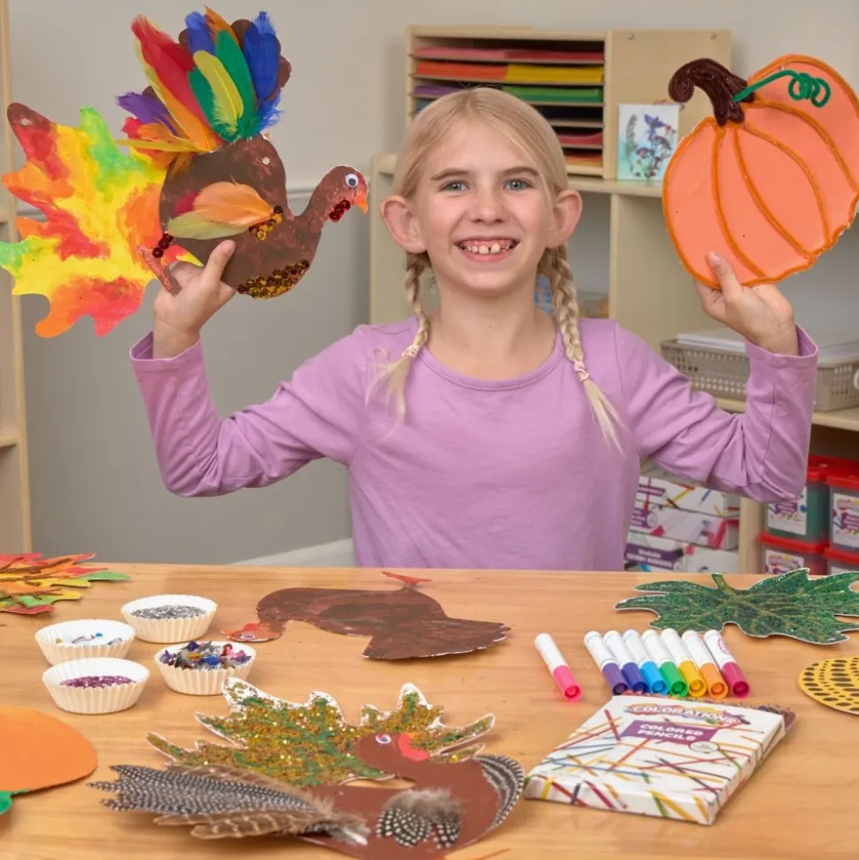 Colorations® Decorate Your Own Fall Craft Kit - Leaves, Pumpkin, Turkey (Set of 72)