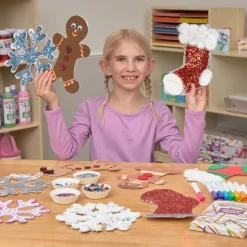 Colorations® Decorate Your Own Holiday Craft Kit - Stockings, Snowflakes & Gingerbread People (Set of 72)