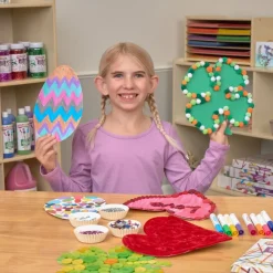 Colorations® Decorate Your Own Seasonal Paper Shapes Kit - Hearts, Shamrocks & Eggs (Set of 72)