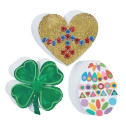 Colorations® Decorate Your Own Seasonal Paper Shapes Kit - Hearts, Shamrocks & Eggs (Set of 72)