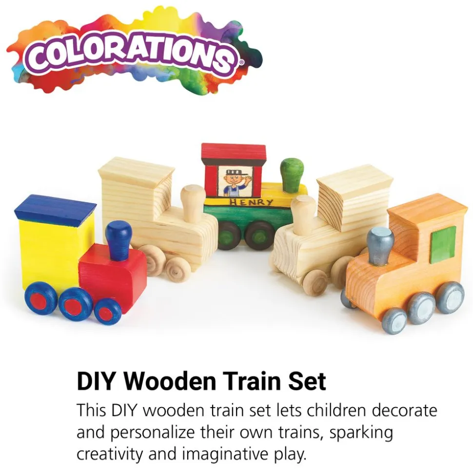 Colorations® Decorate Your Own Wooden Trains - Set of 12