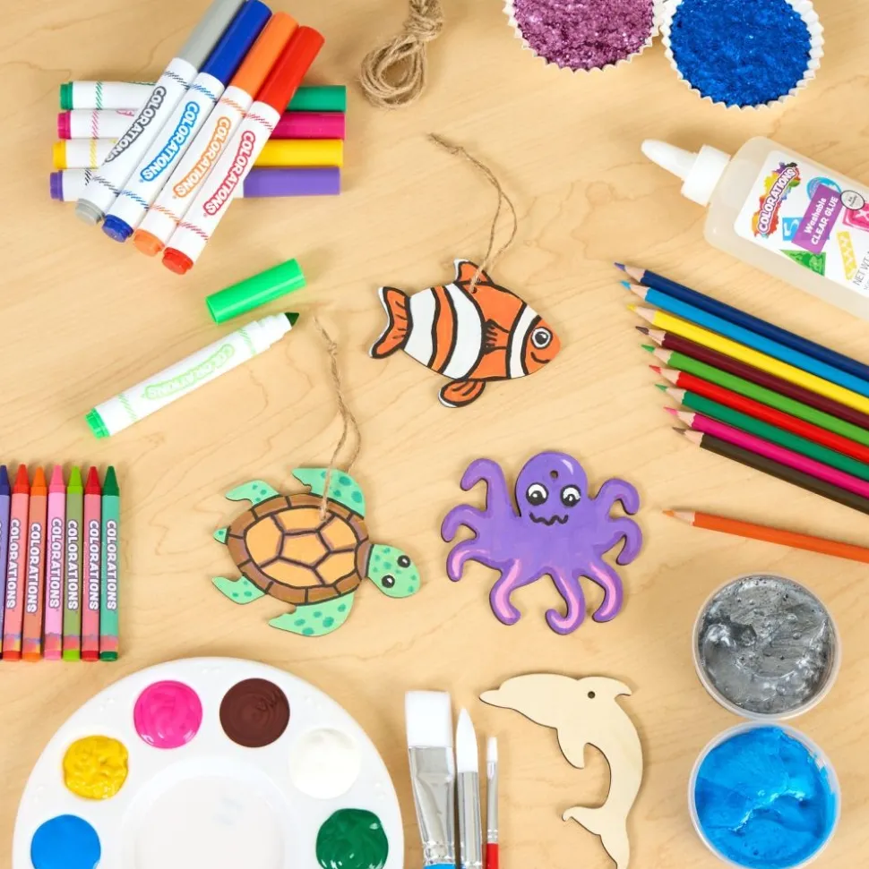 Colorations® Decorate Your Own Wooden Sea Life Ornaments
