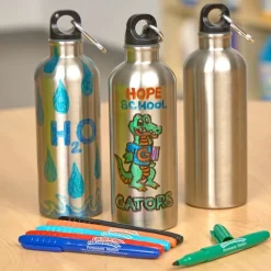Colorations® Decorate Your Own Stainless Steel Water Bottles - Set of 6