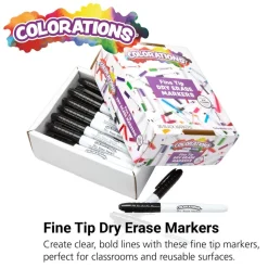 Colorations® Dry Erase Markers - Black Fine Tip - Set of 36