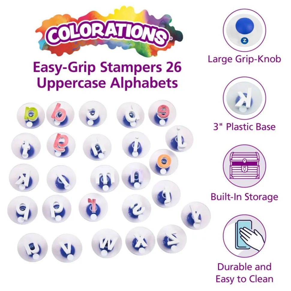 Colorations® Easy-Grip Stampers, Lowercase Alphabet - Set of 26