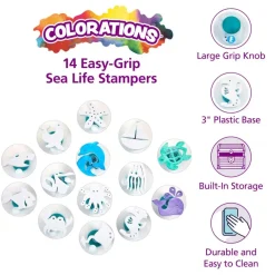 Colorations® Easy-Grip Stampers, Sea Life - Set of 14