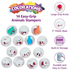 Colorations® Easy-Grip Stampers, Animals - Set of 14
