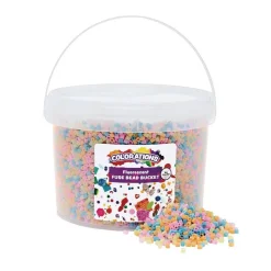 Colorations® Fluorescent Fuse Beads & 6 Pegboards in a Bucket - 22,000 Beads