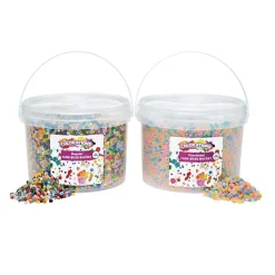 Colorations® Fuse Beads Fluorescent & Regular Beads - 12 Pegboards in a Bucket - 44,000 Beads