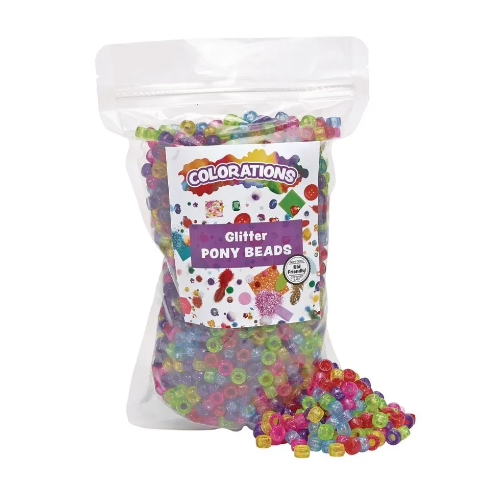 Colorations® Glitter Pony Beads - 1 lb.