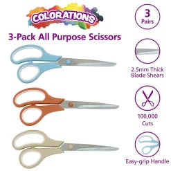 Colorations® Heavy-Duty Stainless Steel Scissors - Set of 3 in Boho Colors