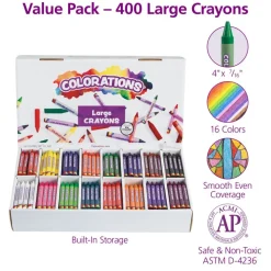 Colorations® Large Crayons, 16 Colors, Value Pack - Set of 400