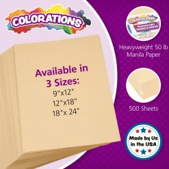 Colorations® Manila Paper, 12" x 18", made from 50lb stock, 500 Sheets