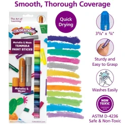 Colorations® Metallic & Neon Tempera Paint Sticks - Set of 12