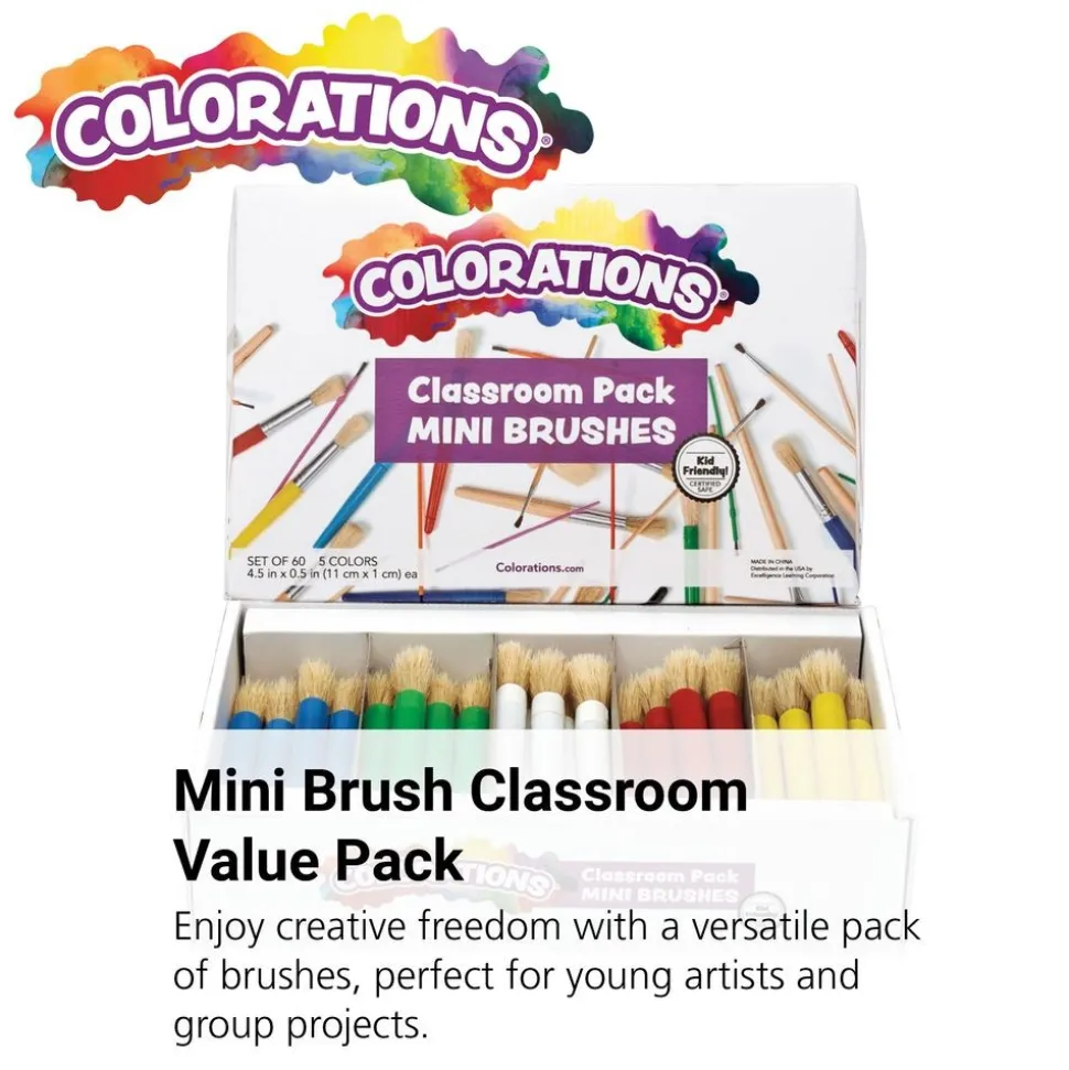 Colorations® Mini-Brush Classroom Value Pack - Set of 60