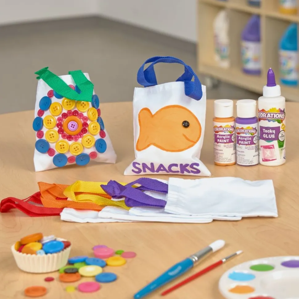 Colorations® Mini Canvas Tote Bags - Set of 24