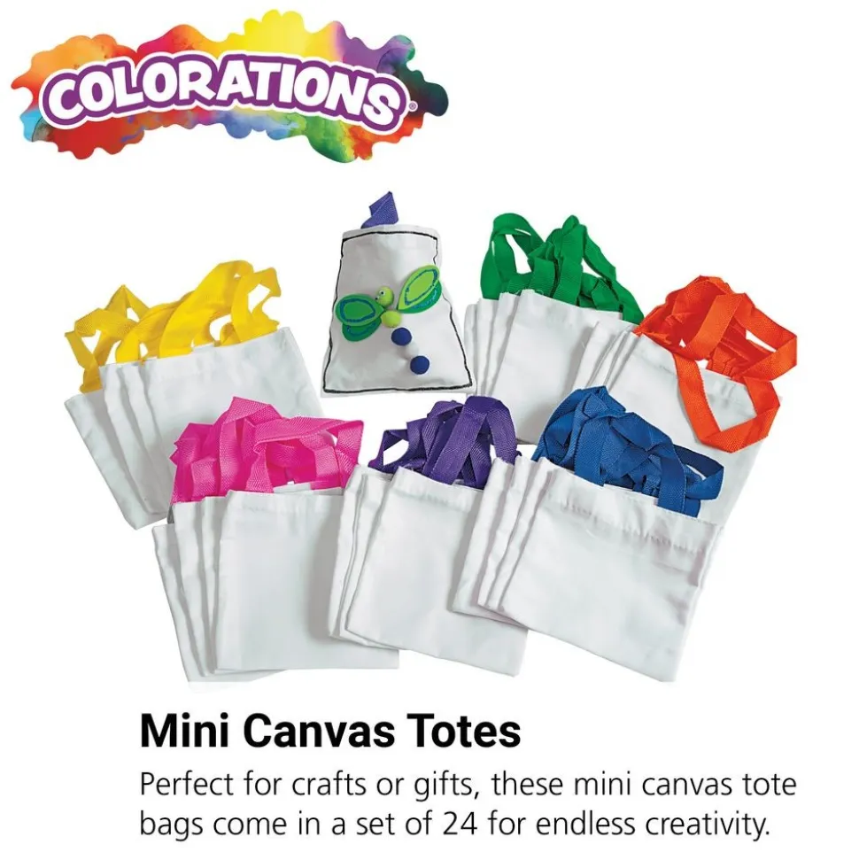Colorations® Mini Canvas Tote Bags - Set of 24
