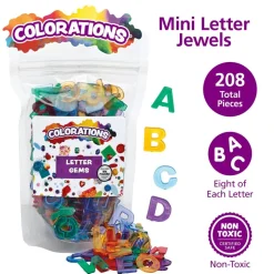 Colorations® Mini Letter Jewels - 8 of each letter, Total of 208 Pieces