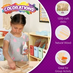 Colorations® Natural Craft Stick Classroom Pack - 1,200 Pieces
