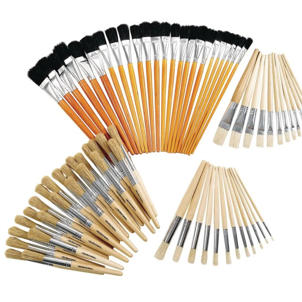Colorations® Natural Wooden Brush Kit - 72 Pieces