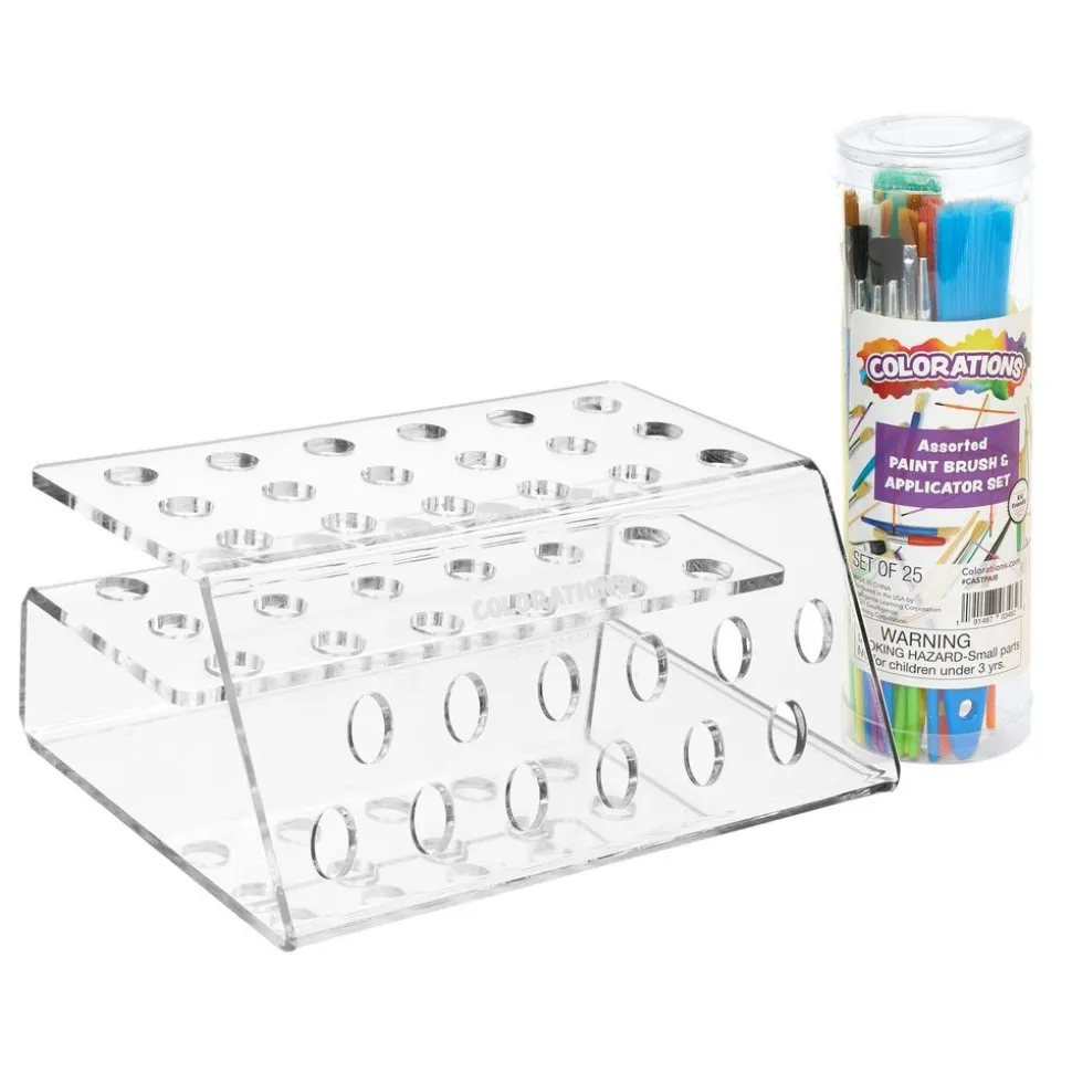 Colorations® Organizing Rack with 25 Assorted Paint Brushes