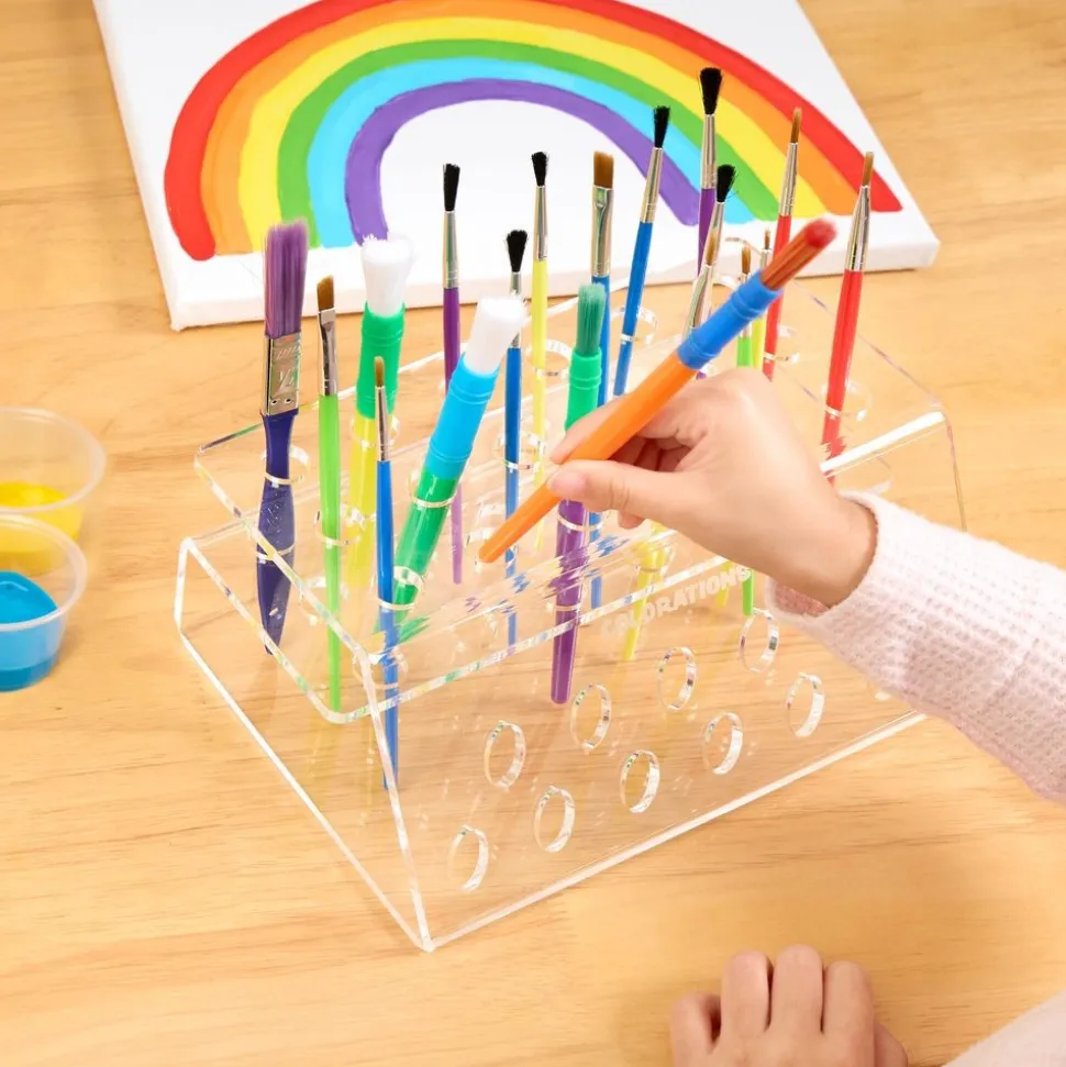 Colorations® Organizing Rack with 25 Assorted Paint Brushes