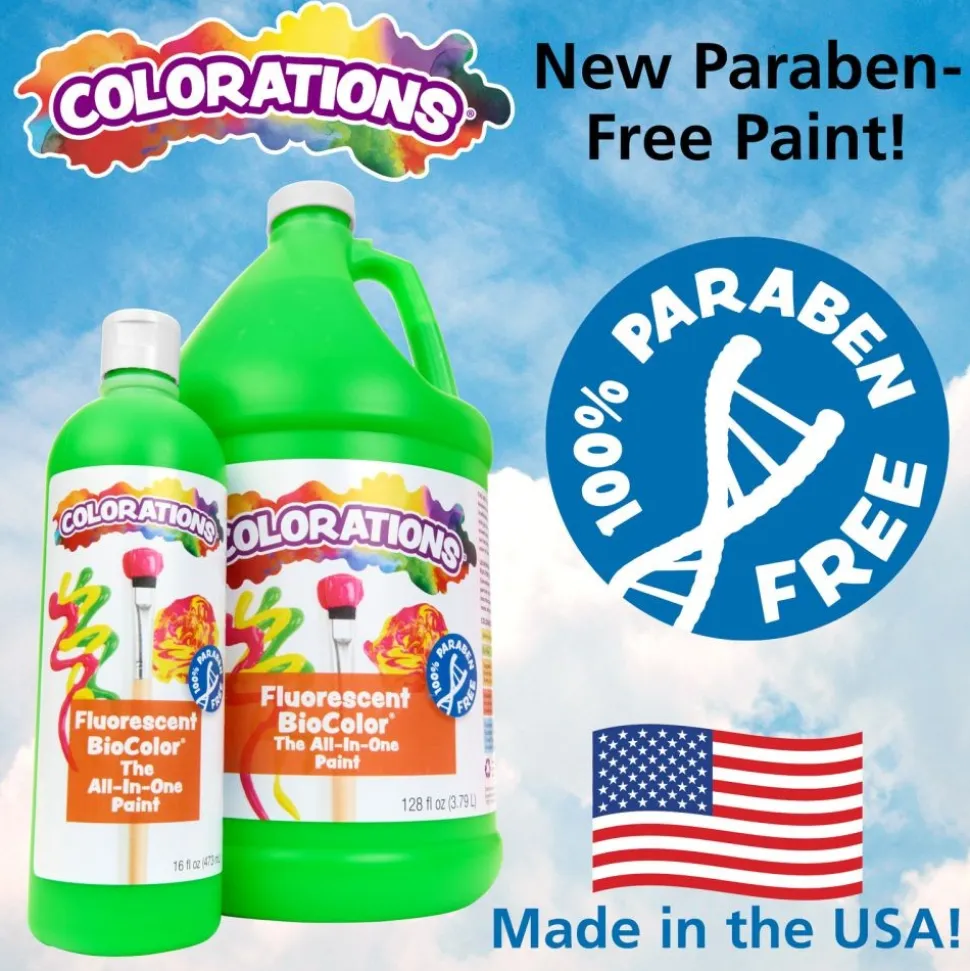 Colorations® Paraben-Free Fluorescent BioColor® Paint- Set of 9, 16 oz.