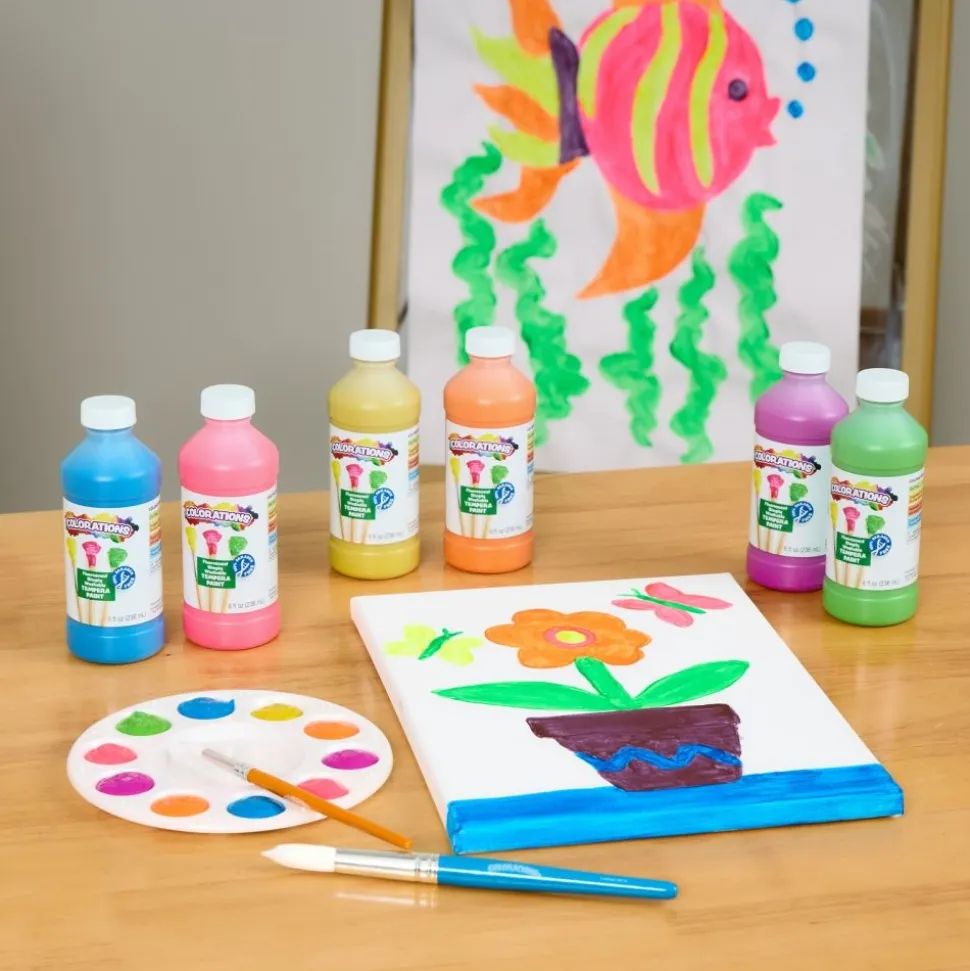 Colorations® Paraben-Free Fluorescent Simply Washable Tempera Paint- Set of 6, 8 oz. each