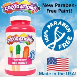 Colorations® Paraben-Free Fluorescent Gel Paints, Set of 7- 16oz each