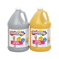 Colorations® Paraben-Free Metallic Gel Paint, Silver & Gold- 1 Gallon each