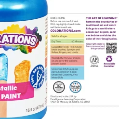 Colorations® Paraben-Free Metallic Gel Paints, Set of 8- 16oz each