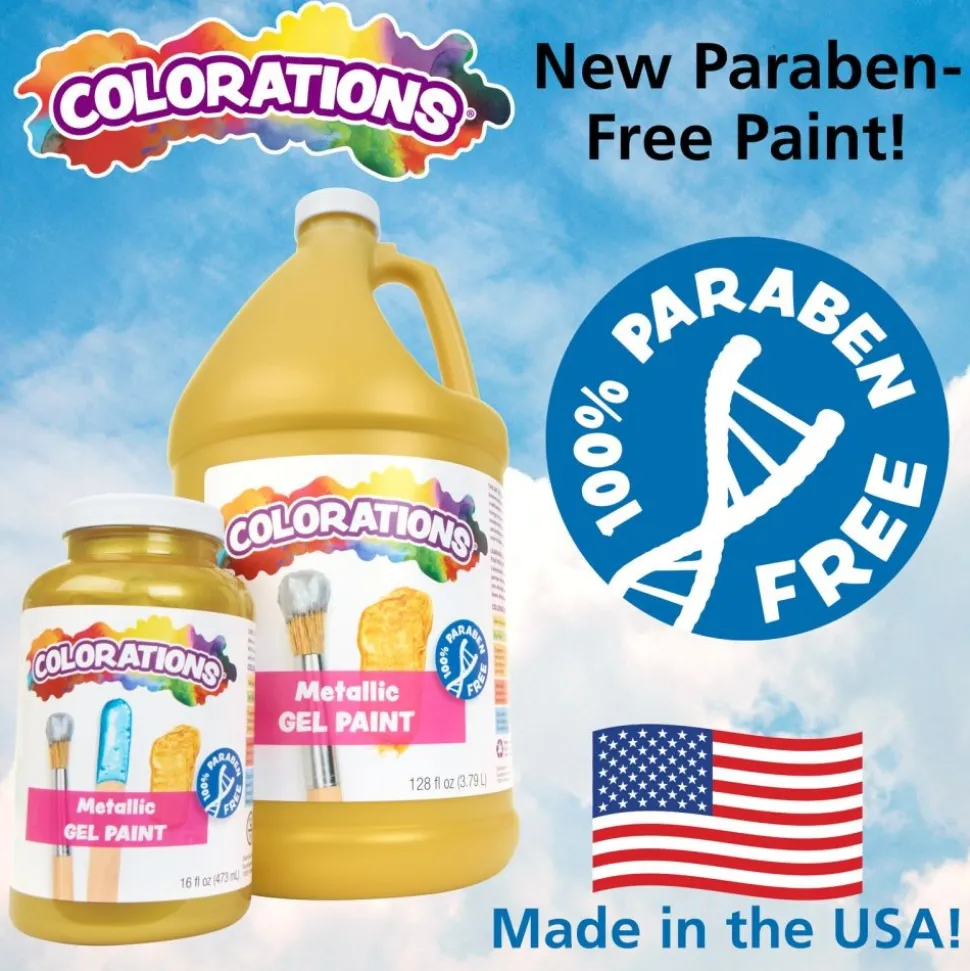 Colorations® Paraben-Free Metallic Gel Paints, Set of 8- 16oz each