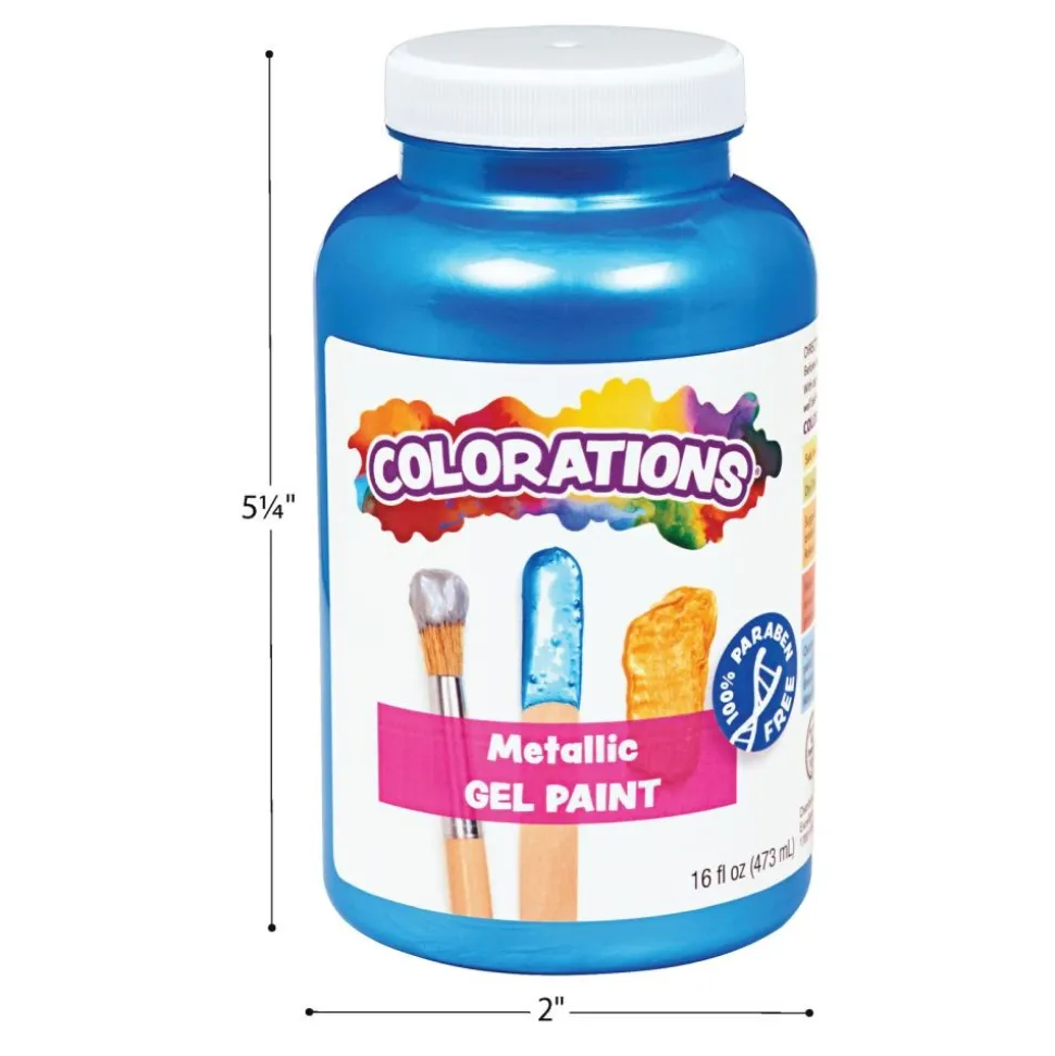 Colorations® Paraben-Free Metallic Gel Paints, Set of 8- 16oz each