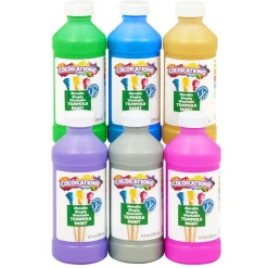 Colorations® Paraben-Free Metallic Simply Washable Tempera Paint- Set of 6, 8 oz. each
