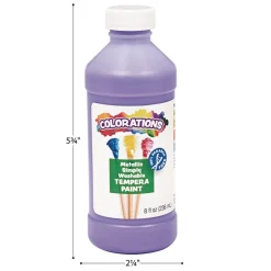 Colorations® Paraben-Free Metallic Simply Washable Tempera Paint- Set of 6, 8 oz. each