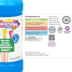 Colorations® Paraben-Free Metallic Simply Washable Tempera Paint- Set of 6, 8 oz. each